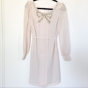 Belle by Oasis jeweled bow long sleeve dress
